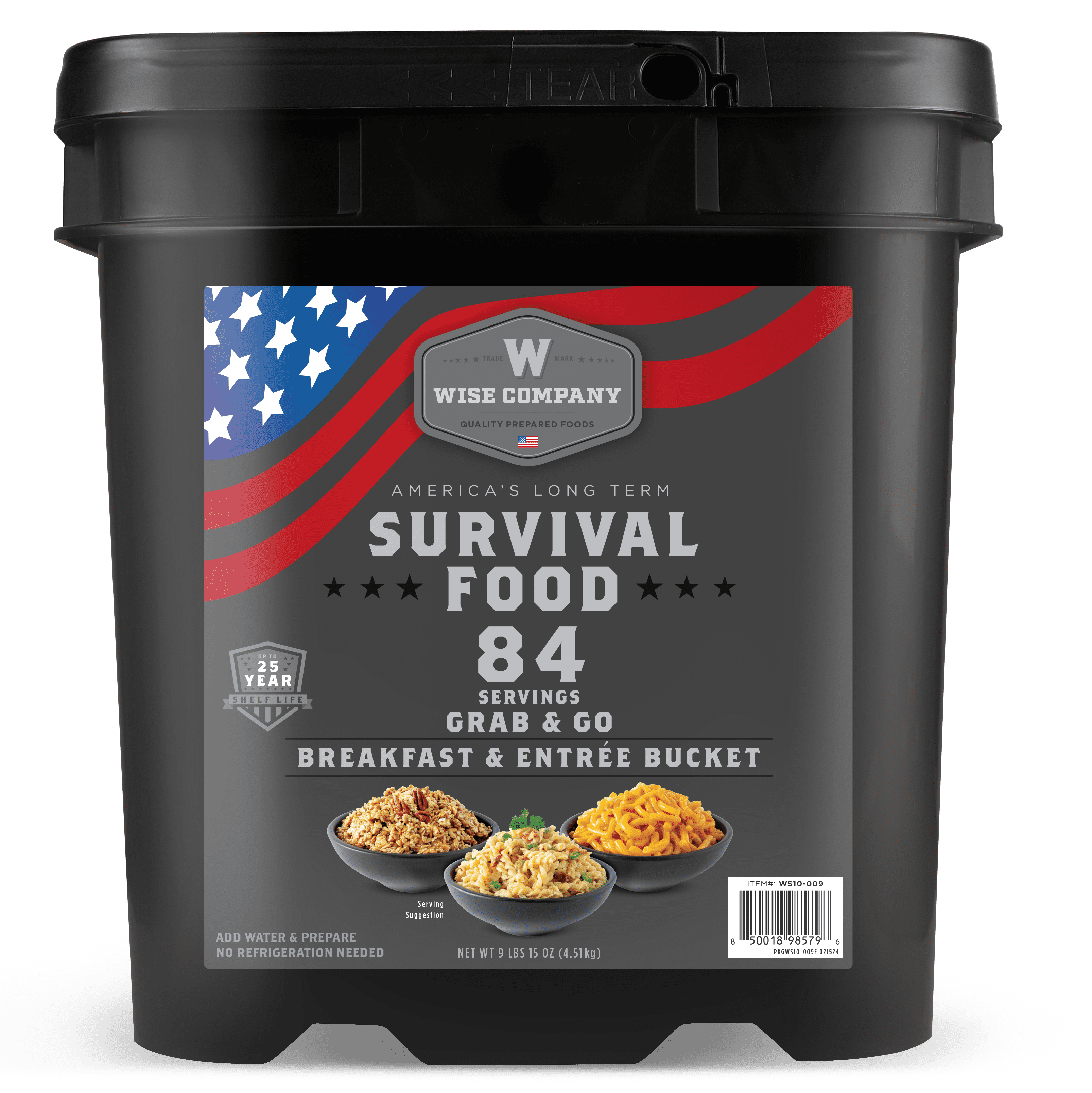 ReadyWise 84 Serving Breakfast & Entrée Emergency Food Bucket
