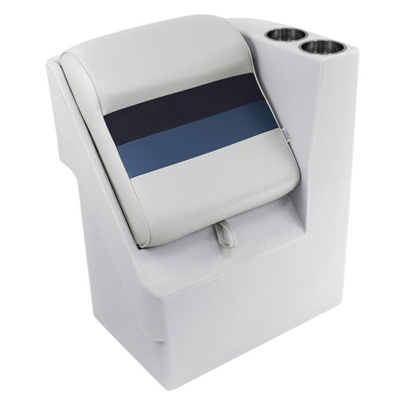 Wise 8WD1305R-1008 Deluxe Series Pontoon Right Radius Lean Back Recliner - White / Navy / Blue