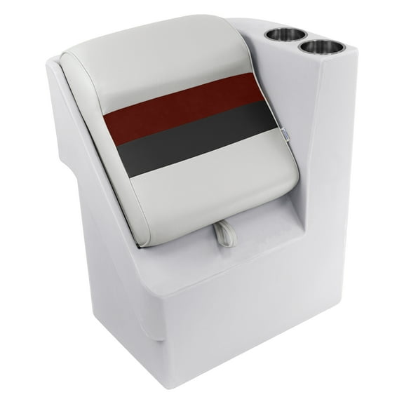 Wise 8WD1305R-1009 Deluxe Series Pontoon Right Radius Lean Back Recliner - White / Red / Charcoal