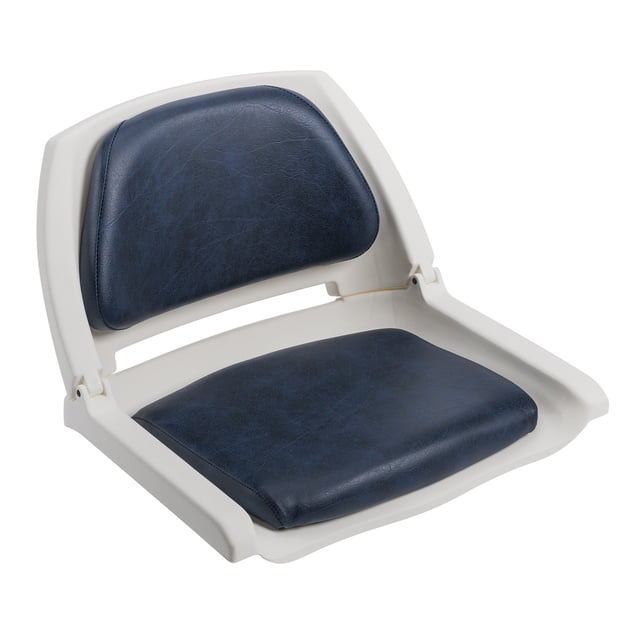 Wise 8WD139LS-041 Cushioned Fold-Down, Molded Fishing Seat, White / Navy
