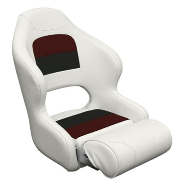 Wise 8WD3315-1009 Deluxe Series Pontoon Bucket Seat with Flip Up Bolster - White / Red / Charcoal