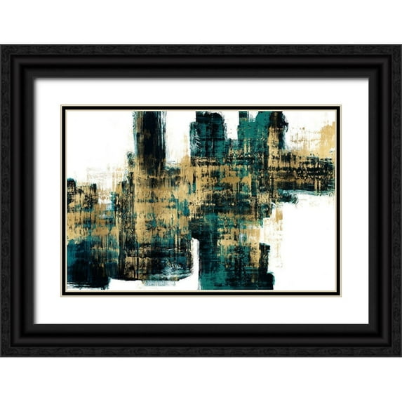 Wise, Alex 24x17 Black Ornate Wood Framed with Double Matting Museum Art Print Titled - Vibrant Gold on Teal