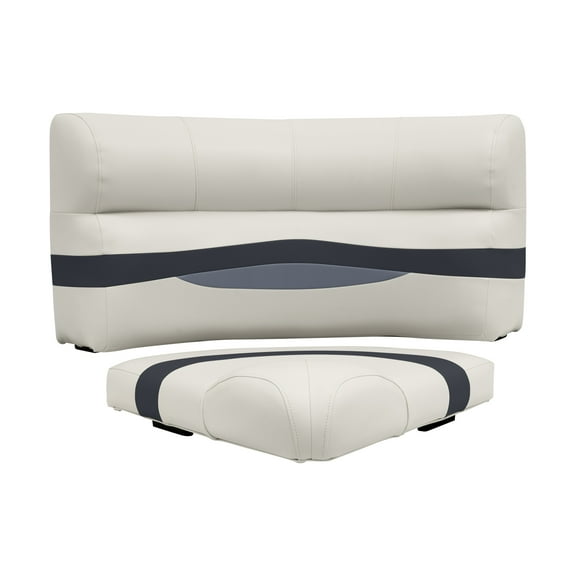 Wise BM11028-986 Premier Series Pontoon 28" Radius Corner Cushion Set - Platinum / Spectra Navy / Cobalt