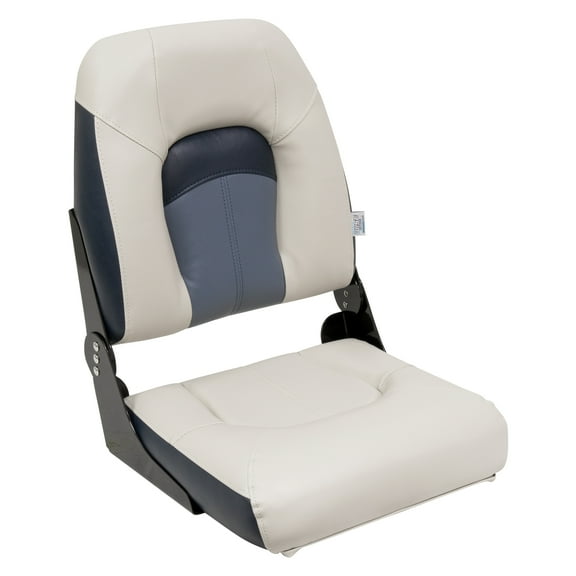 Wise BM1461-986 Premier Series Pontoon High Back Fold Down Seat, Platinum / Navy / Cobalt