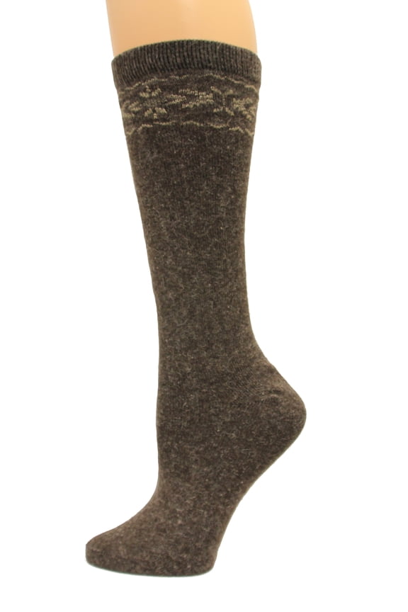 Angora Flower Knee High Socks, 1 Pair, Brown, Medium, Shoe Size W 6-9