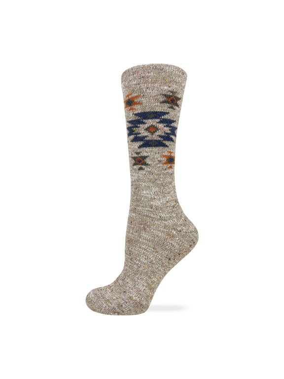 Ladies Merino Wool Blend Aztec Starburst Crew Socks 1 Pair