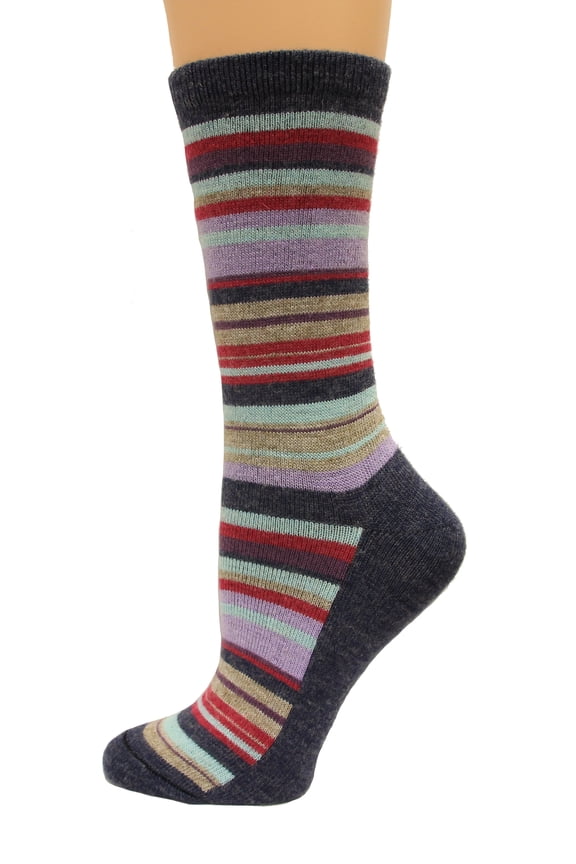 Large Stripe Crew Socks, 1 Pair, Denim, Medium, Shoe Size W 6-9