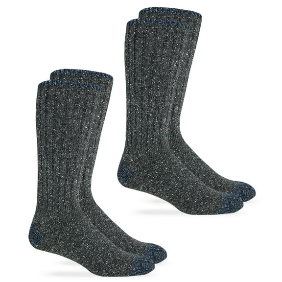 Wise Blend Mens Socks, Merino Wool Rib Knit Boot Crew Socks, 2 Pairs