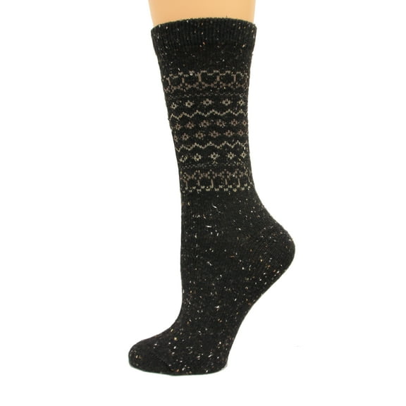 Wise Blend Retro Crew Heavyweight Socks, 1 Pair, Black, Medium, Shoe Size W 6-9