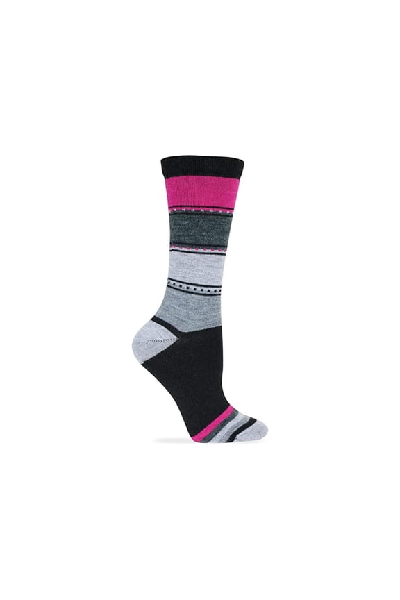 Women's Color Block Crew Socks 1 Pair, Black, Women's Shoe 6-9