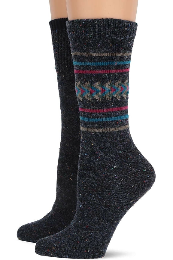 Womens Socks, Warm Wool Casual Aztec Pattern Boot Crew Winter Socks, 2 Pair