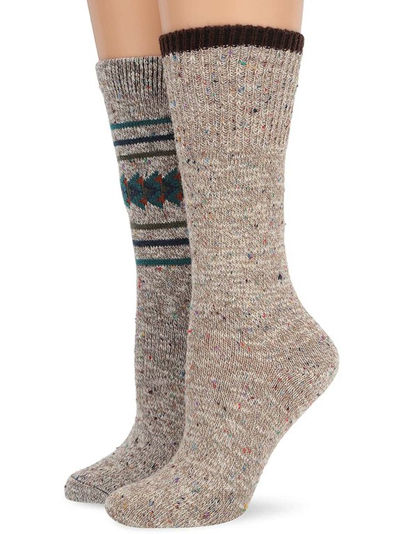 Womens Socks, Warm Wool Casual Aztec Pattern Boot Crew Winter Socks, 2 Pair