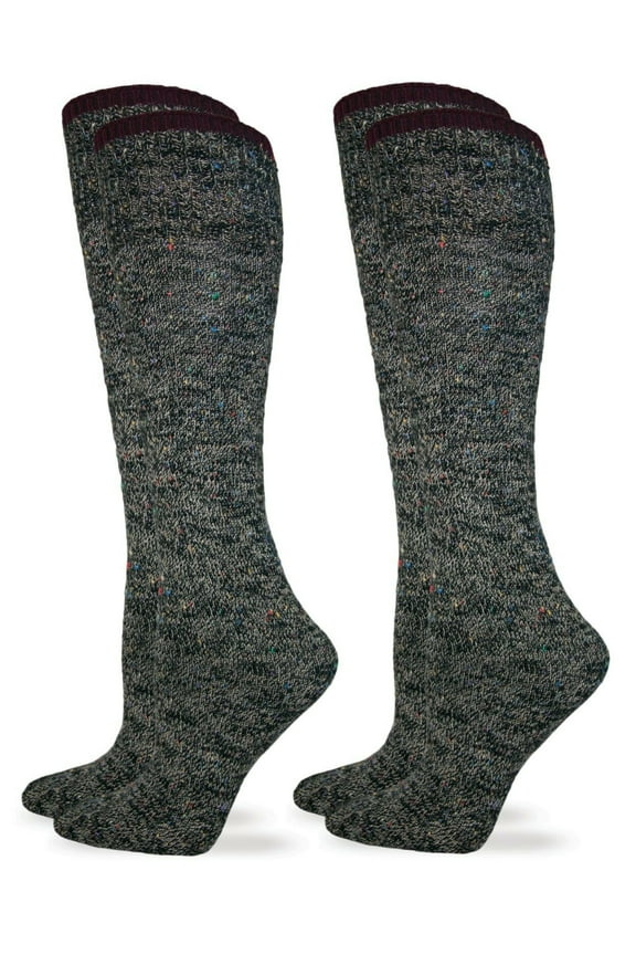 Womens Socks, Wool Knit Marl Boot Knee High Socks, 2 Pairs