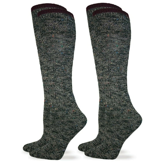 Wise Blend Womens Socks, Wool Knit Marl Boot Knee High Socks, 2 Pairs