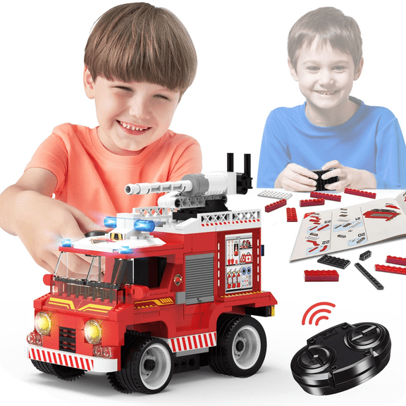 Wise Block Radio Control RC Building Set - 2.4GHz - Fire Truck - 296 Piece Kit