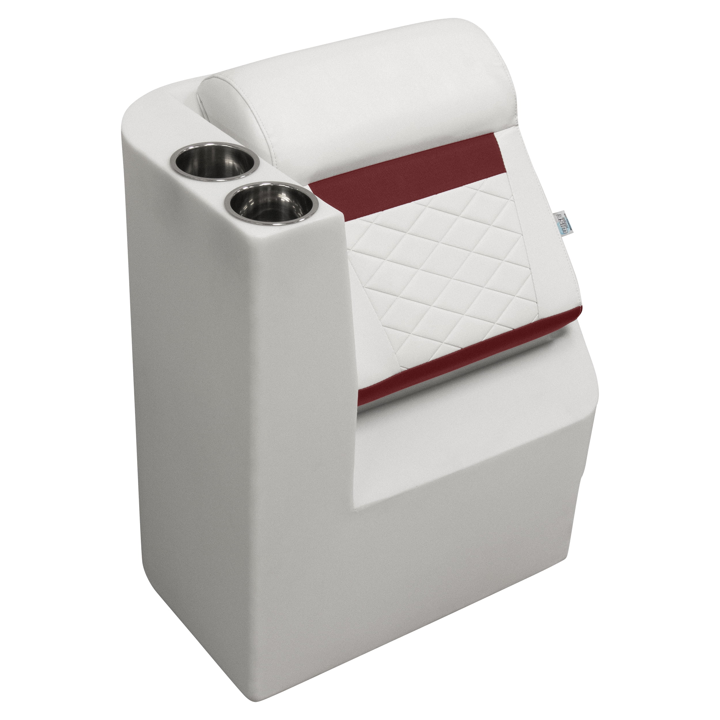 Wise DLX1305L-1906 DLX Series Pontoon Left Radius Lean Back Recliner - White / Crimson Red