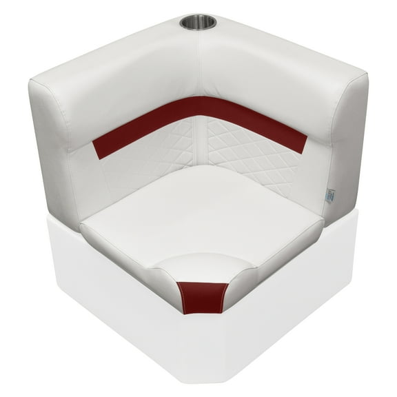 Wise DLX133-1906 DLX Series Pontoon Corner Cushion Set - White / Crimson Red