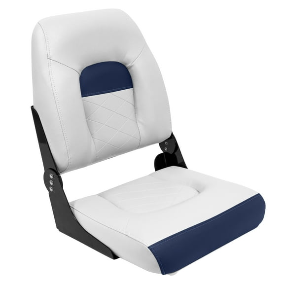 Wise DLX1461-1904 DLX Series Pontoon High Back Seat - White / Mariner Blue