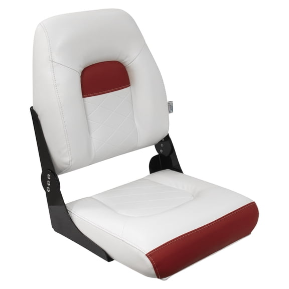 Wise DLX1461-1906 DLX Series Pontoon High Back Seat - White / Crimson Red