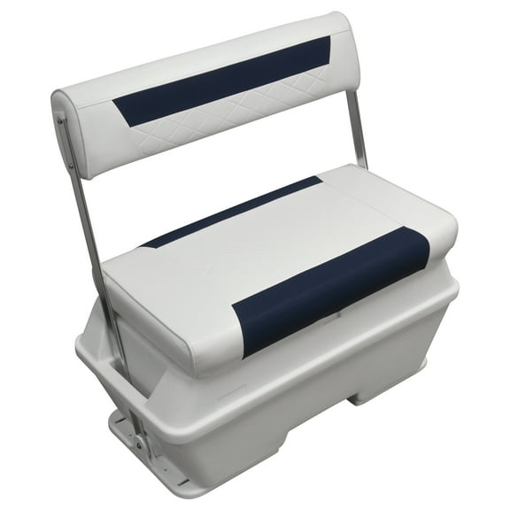 Wise DLX156-1904 DLX Pontoon Series 70 Quart Swingback Cooler Seat - White / Mariner Blue