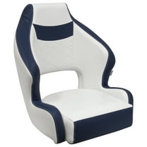 Wise DLX3338-1904 DLX Series Pontoon Bucket Seat with Flip Up Bolster - White / Mariner Blue