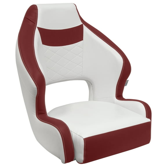Wise DLX3338-1906 DLX Series Pontoon Bucket Seat with Flip Up Bolster - White / Crimson Red