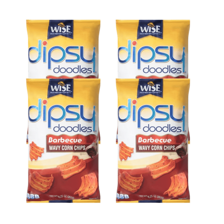 Wise BBQ Dipsy Doodles Wavy Corn Chips 9.25 oz, Pack of 4