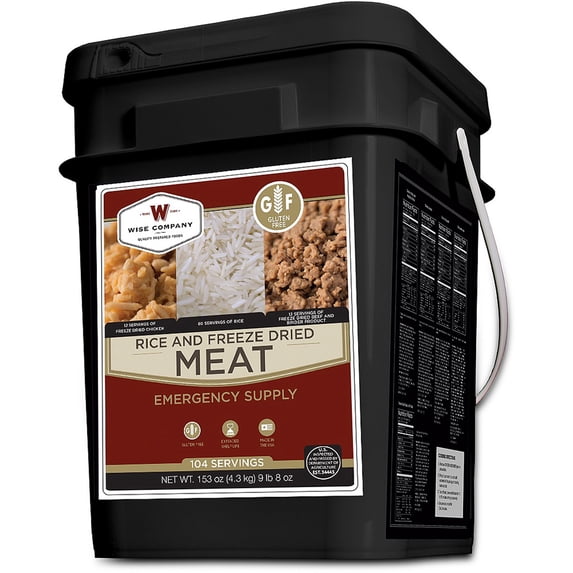Wise Gluten Free 104 Serving Emergency Freeze Dried Meat & Rice ...