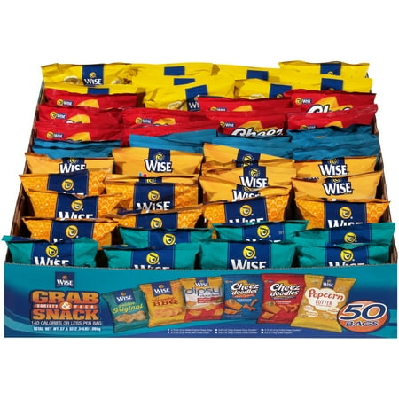 Wise Grab & Snack Variety Packs, Assorted Salty Snacks, 37.5 oz., 50 Count