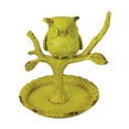 thumbnail image 1 of Wise Little Owl on Tree Branch Ring Jewelry Tray Pewter Yellow Tabletop Figurine, 1 of 1