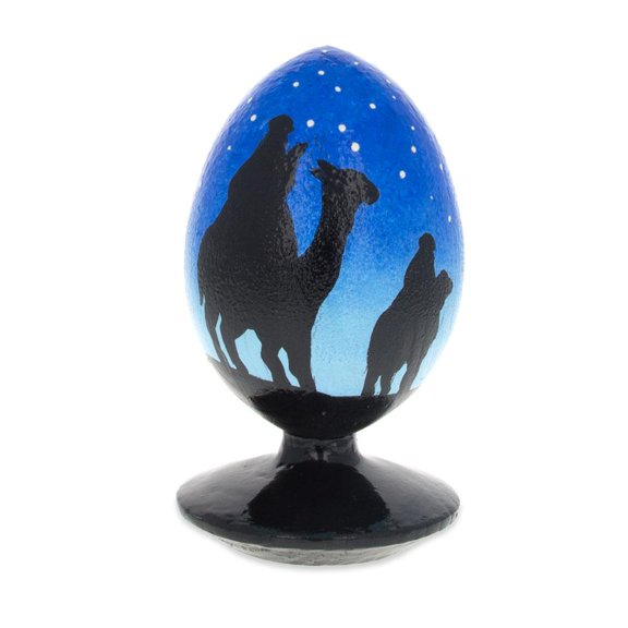 Wise Men Walking Under Star of Bethlehem Nativity Wooden Ornament