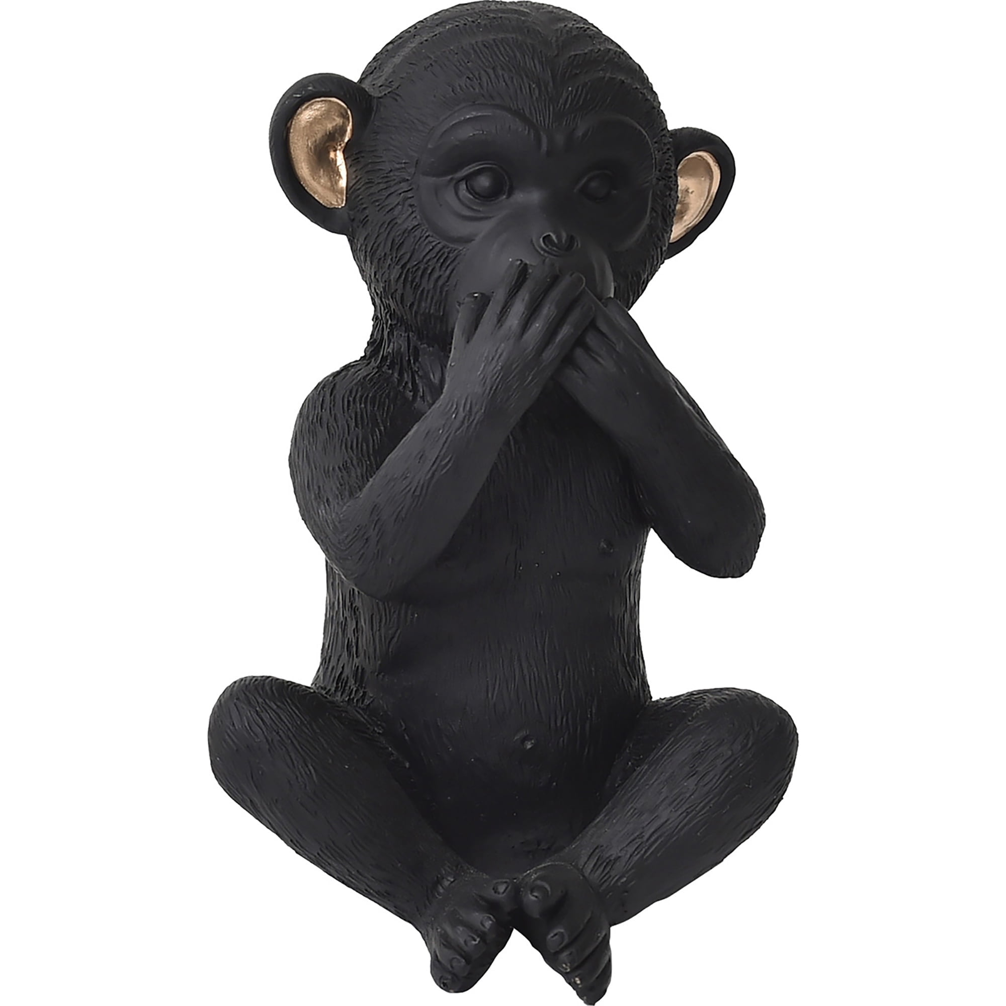 Black and Gold Resin Speak No Evil Monkey Figurine