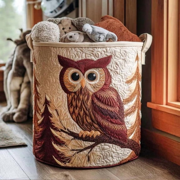 Wise Old Owl Laundry Basket, Cute Forest Bird Laundry Gifts, Housewarming Gift Ideas, Mother's Day Gifts, Nursery Decor, Bathroom Storage