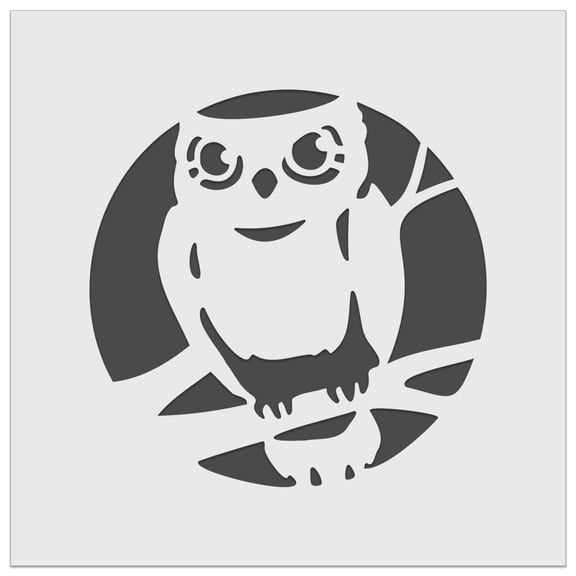 Wise Old Owl Sitting on Branch DIY Cookie Wall Craft Stencil - 3.5 Inch