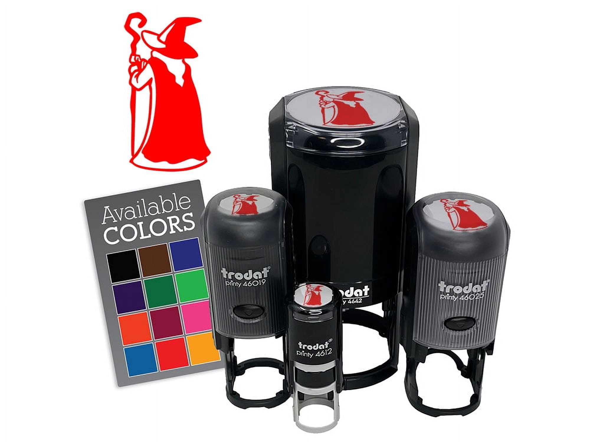 Wizard Back Wise Old Wizard Back Looking Away Mage Sorcerer Self-Inking Rubber ...