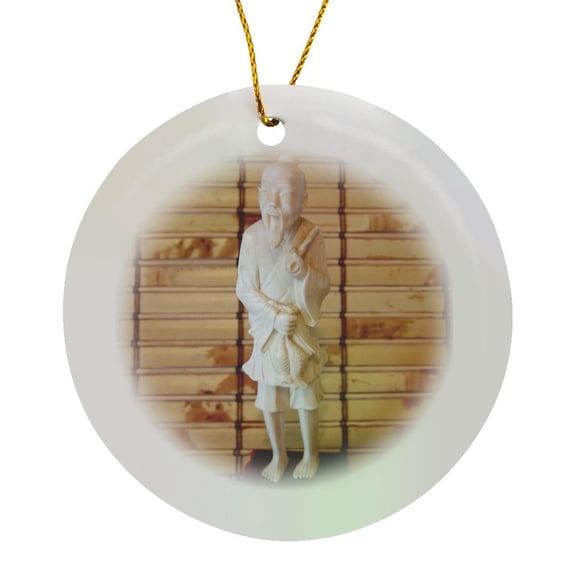 3drose, Wise Oriental Man, Circle Porcelain Ornament