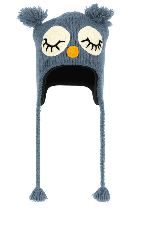 Wise Owl Animal Hat with Micro Fleece Lining for Children, Teen and Adult ,Handknitted by Professional Local Artisans