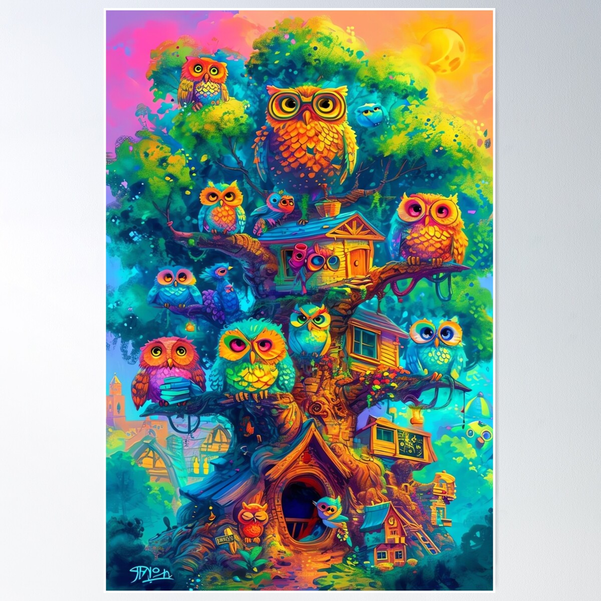 Wise Owl Classroom Poster Wall Art, Modern Wall Decor For Living Room ...