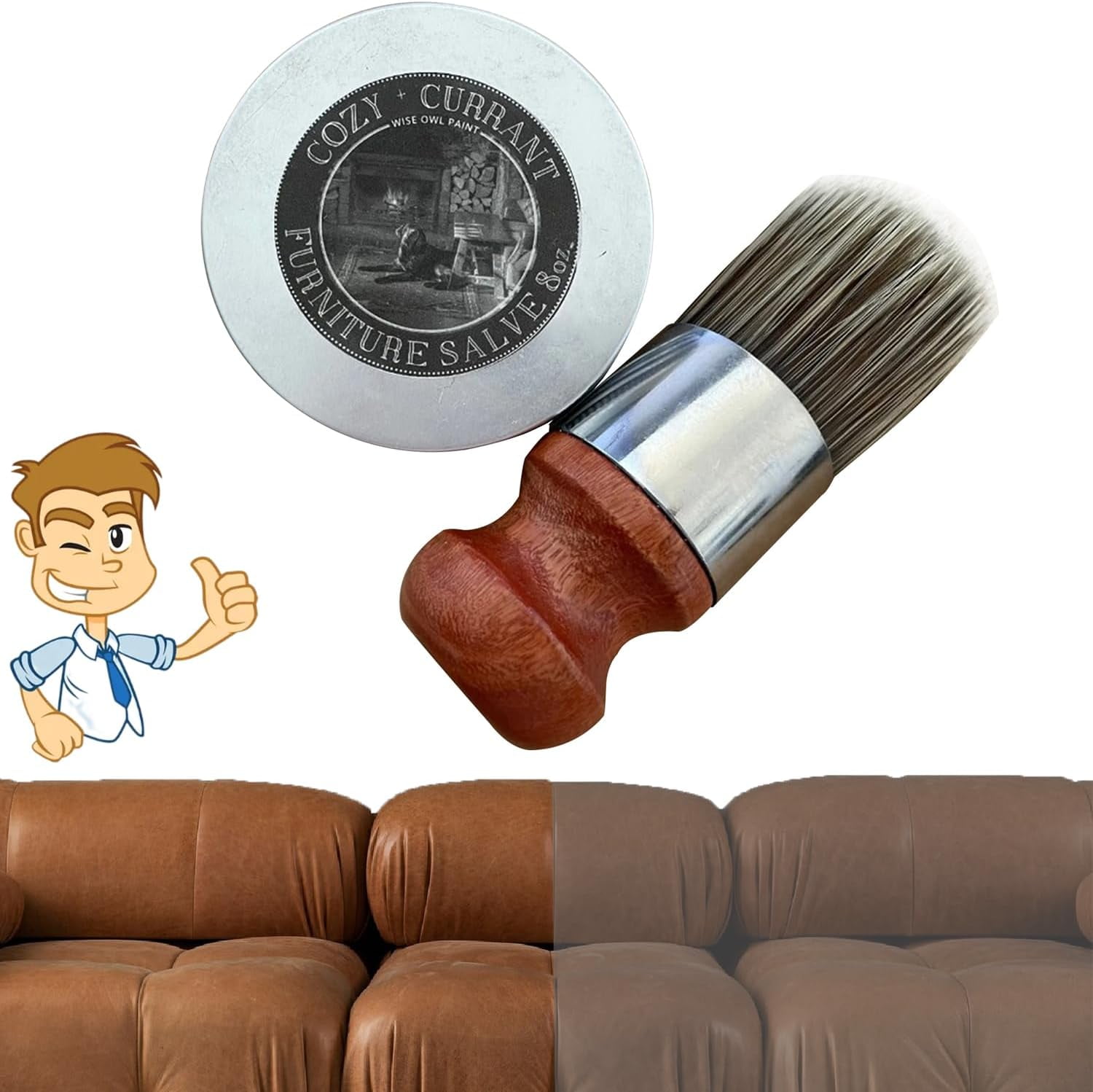 Wise Owl Furniture Salve, Furniture Salve for Wood Leather with Brush