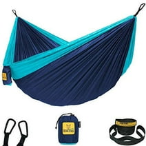 Wise Owl Outfitters Camping Hammock, Portable Hammock for Outdoor, Indoor with Tree Straps, Single, Navy Blue/Blue