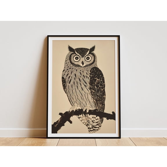 Wise Owl Poster Black and White Owl Art Print Bird Wall Decor Bohemian Owl Illustration Traditional Animal Poster Modern Home Decor Gallery