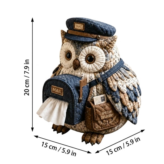 Wise Owl Quilted Tissue Box DIY Sewing Kit, Cute Holder Cover, Patchwork Fabric Animal, Handmade Craft Kit for Adults, Creative Home Decor Gift, Fun Animal, Patchwork Kit, Fabric(Spell Book Owl)