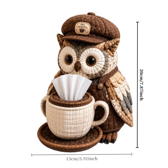 Wise Owl Quilted Tissue Box DIY Sewing Kit, Cute Holder Cover, Patchwork Fabric Animal, Handmade Craft Kit for Adults, Creative Home Decor Gift, Fun Animal, Patchwork Kit, Fabric(Spell Book Owl)