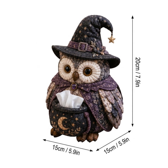 Wise Owl Quilted Tissue Box DIY Sewing Kit, Cute Holder Cover, Patchwork Fabric Animal, Handmade Craft Kit for Adults, Creative Home Decor Gift, Fun Animal, Patchwork Kit, Fabric(Spell Book Owl)