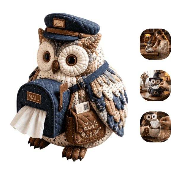 Wise Owl Quilted Tissue Box DIY Sewing Kit, DIY Patchwork Animal Kit, Handmade Owls Holder Cover, Patchwork Fabric Animal Tissue Boxes, Cute Owl Home Decor Gifts for Adults & Beginners D