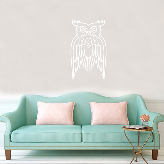 Wise Owl Wall Decoration - Wall Art Decal - Bird Vinyl Sticker - Living Room Wall Decor (White; 30" x 18")