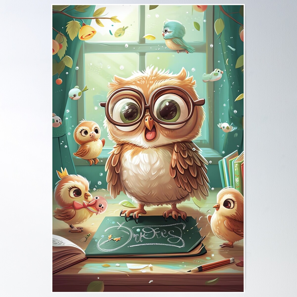 Wise Owls Classroom Poster Wall Art, Modern Wall Decor For Living Room ...