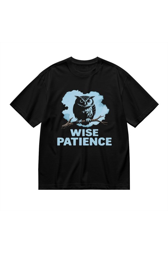 Wise Patience, Owl Branch Print, Vintage T Shirt, Cotton T-Shirt for Men, 23611235,S