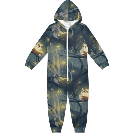 Wise Reading Owl One Piece Pajamas Soft Jumpsuit Cozy Sleep and Play Romper Zipper and Pockets 4T