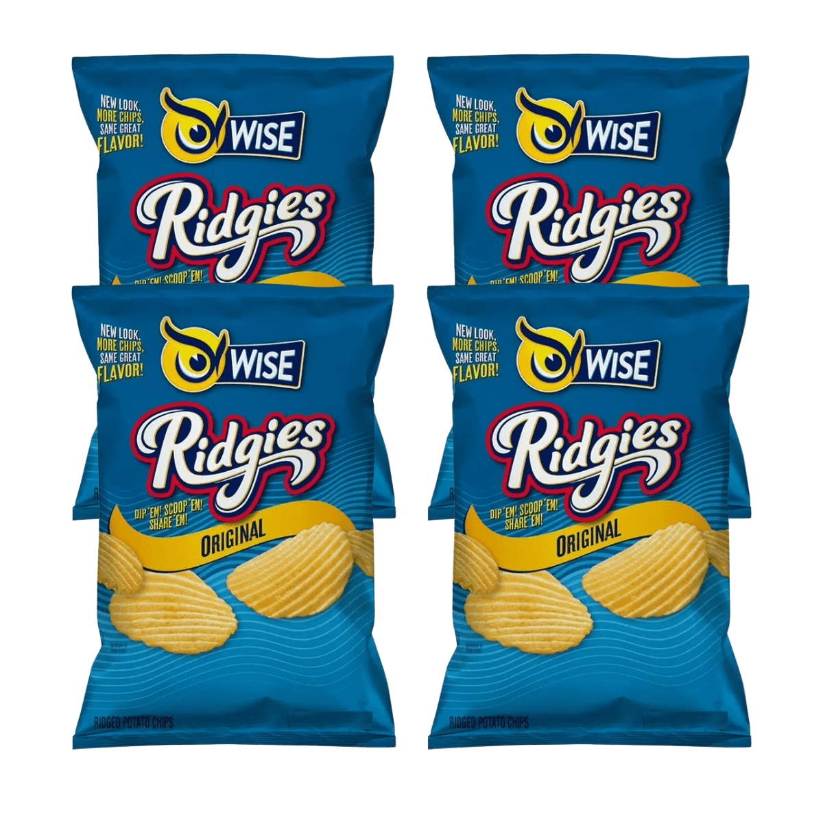 Wise Ridgies Original Potato Chips 7.875 oz, Pack of 4